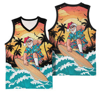 Vintage Santa Claus Surfing Summer Basketball Jersey Mele Kalikimaka i Iulai! LT9 - Polynesian Pride