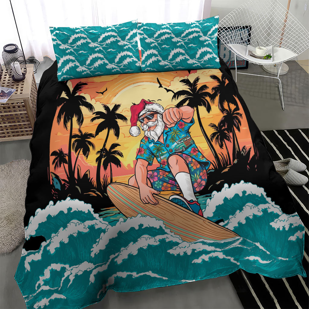 Vintage Santa Claus Surfing Summer Bedding Set Mele Kalikimaka i Iulai! LT9 - Polynesian Pride