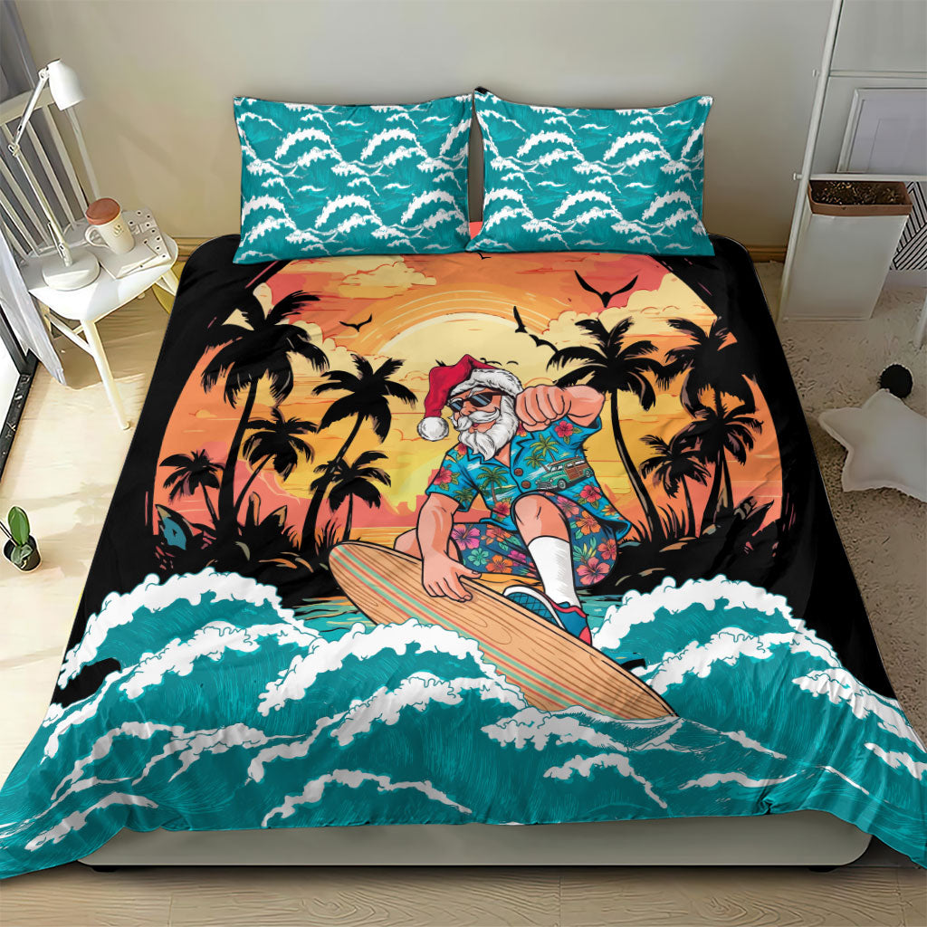 Vintage Santa Claus Surfing Summer Bedding Set Mele Kalikimaka i Iulai! LT9 - Polynesian Pride