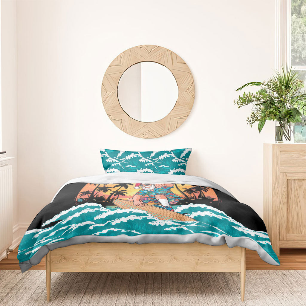 Vintage Santa Claus Surfing Summer Bedding Set Mele Kalikimaka i Iulai! LT9 - Polynesian Pride