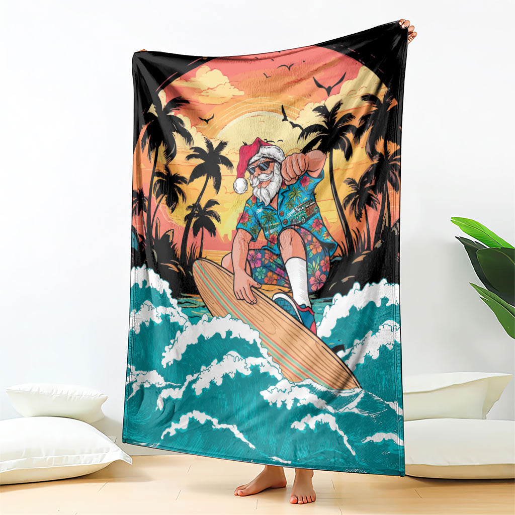Vintage Santa Claus Surfing Summer Blanket Mele Kalikimaka i Iulai! LT9 - Polynesian Pride
