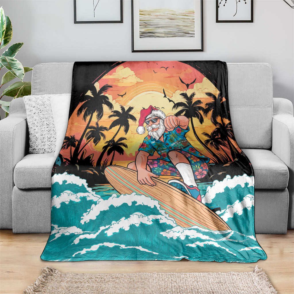 Vintage Santa Claus Surfing Summer Blanket Mele Kalikimaka i Iulai! LT9 - Polynesian Pride