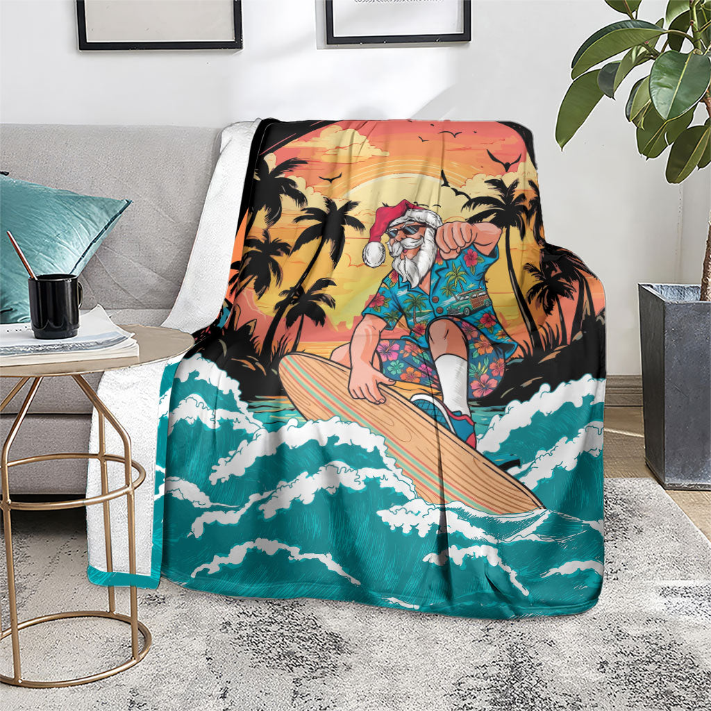 Vintage Santa Claus Surfing Summer Blanket Mele Kalikimaka i Iulai! LT9 - Polynesian Pride