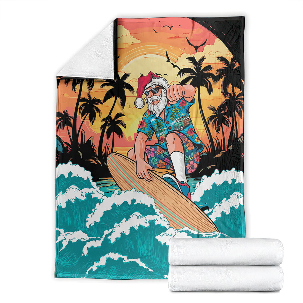 Vintage Santa Claus Surfing Summer Blanket Mele Kalikimaka i Iulai! LT9 - Polynesian Pride