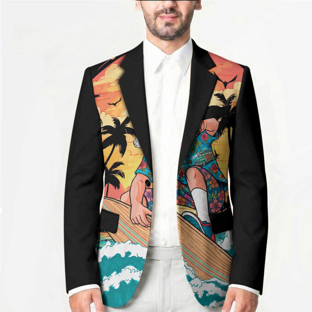 Vintage Santa Claus Surfing Summer Blazer Mele Kalikimaka i Iulai! LT9 - Polynesian Pride