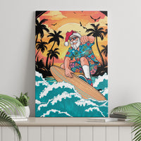 Vintage Santa Claus Surfing Summer Canvas Wall Art Mele Kalikimaka i Iulai! LT9 - Polynesian Pride