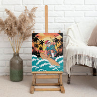 Vintage Santa Claus Surfing Summer Canvas Wall Art Mele Kalikimaka i Iulai! LT9 - Polynesian Pride