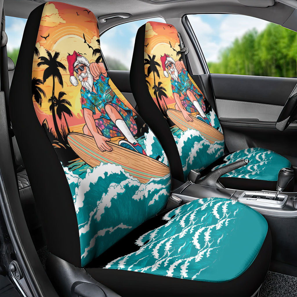 Vintage Santa Claus Surfing Summer Car Seat Cover Mele Kalikimaka i Iulai! LT9 - Polynesian Pride
