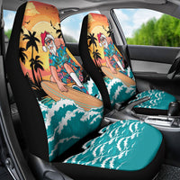 Vintage Santa Claus Surfing Summer Car Seat Cover Mele Kalikimaka i Iulai! LT9 - Polynesian Pride