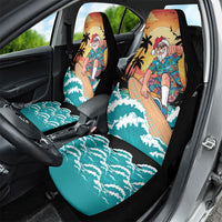 Vintage Santa Claus Surfing Summer Car Seat Cover Mele Kalikimaka i Iulai! LT9 - Polynesian Pride