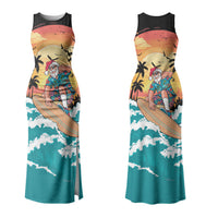 Vintage Santa Claus Surfing Summer Couples Matching Tank Maxi Dress and Long Sleeve Button Shirt Mele Kalikimaka i Iulai! LT9 - Polynesian Pride