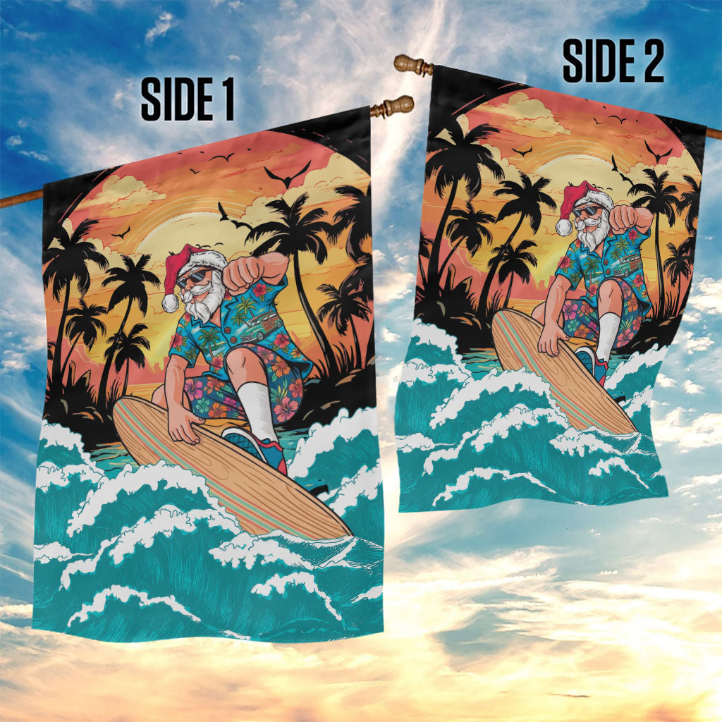 Vintage Santa Claus Surfing Summer Garden Flag Mele Kalikimaka i Iulai! LT9 - Polynesian Pride
