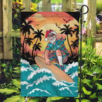 Vintage Santa Claus Surfing Summer Garden Flag Mele Kalikimaka i Iulai! LT9 Garden Flag Black - Polynesian Pride