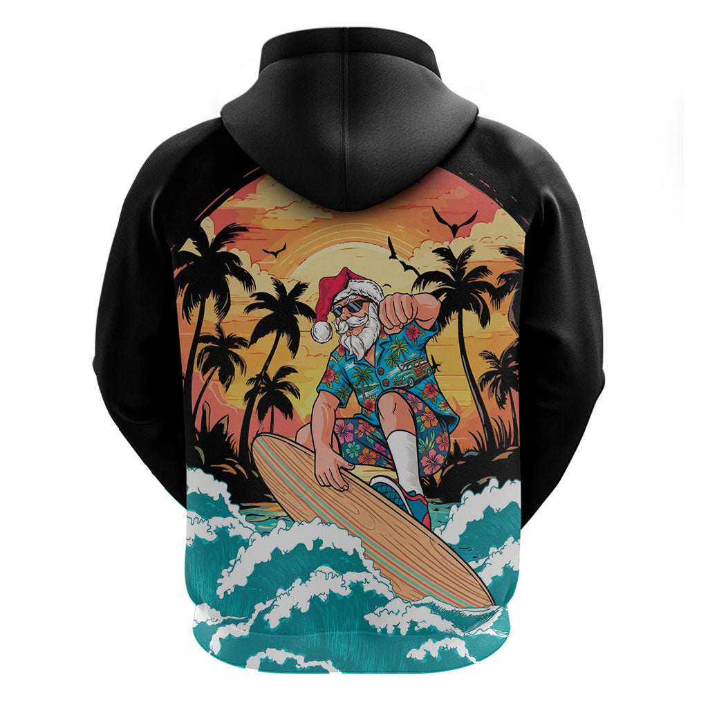 Vintage Santa Claus Surfing Summer Hoodie Mele Kalikimaka i Iulai! LT9 - Polynesian Pride