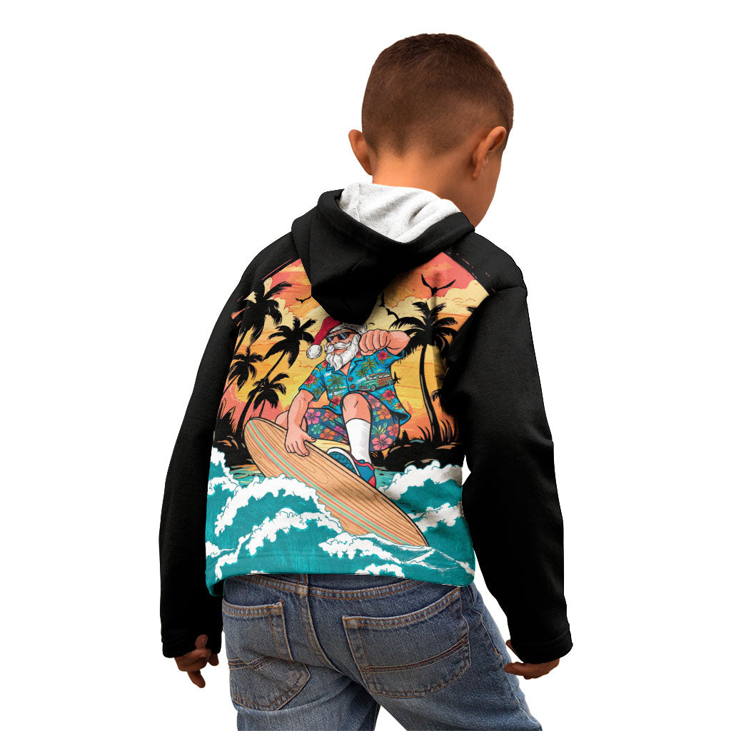 Vintage Santa Claus Surfing Summer Kid Hoodie Mele Kalikimaka i Iulai! LT9 - Polynesian Pride