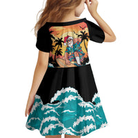 Vintage Santa Claus Surfing Summer Kid Short Sleeve Dress Mele Kalikimaka i Iulai! LT9 - Polynesian Pride