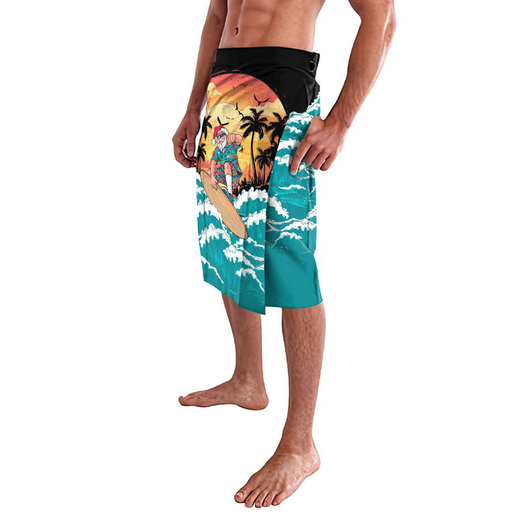 Vintage Santa Claus Surfing Summer Lavalava Mele Kalikimaka i Iulai! LT9 - Polynesian Pride