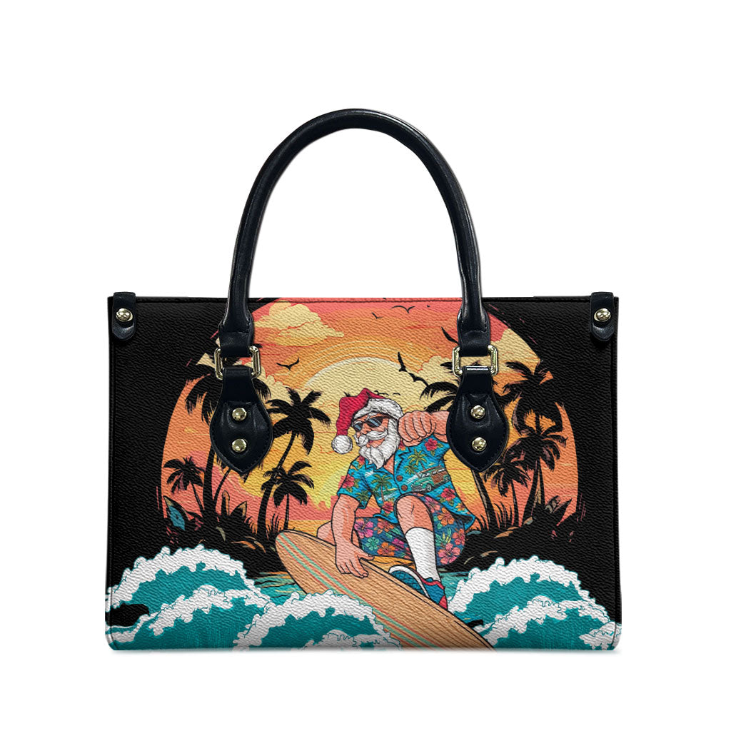 Vintage Santa Claus Surfing Summer Leather Bag Mele Kalikimaka i Iulai! LT9 - Polynesian Pride