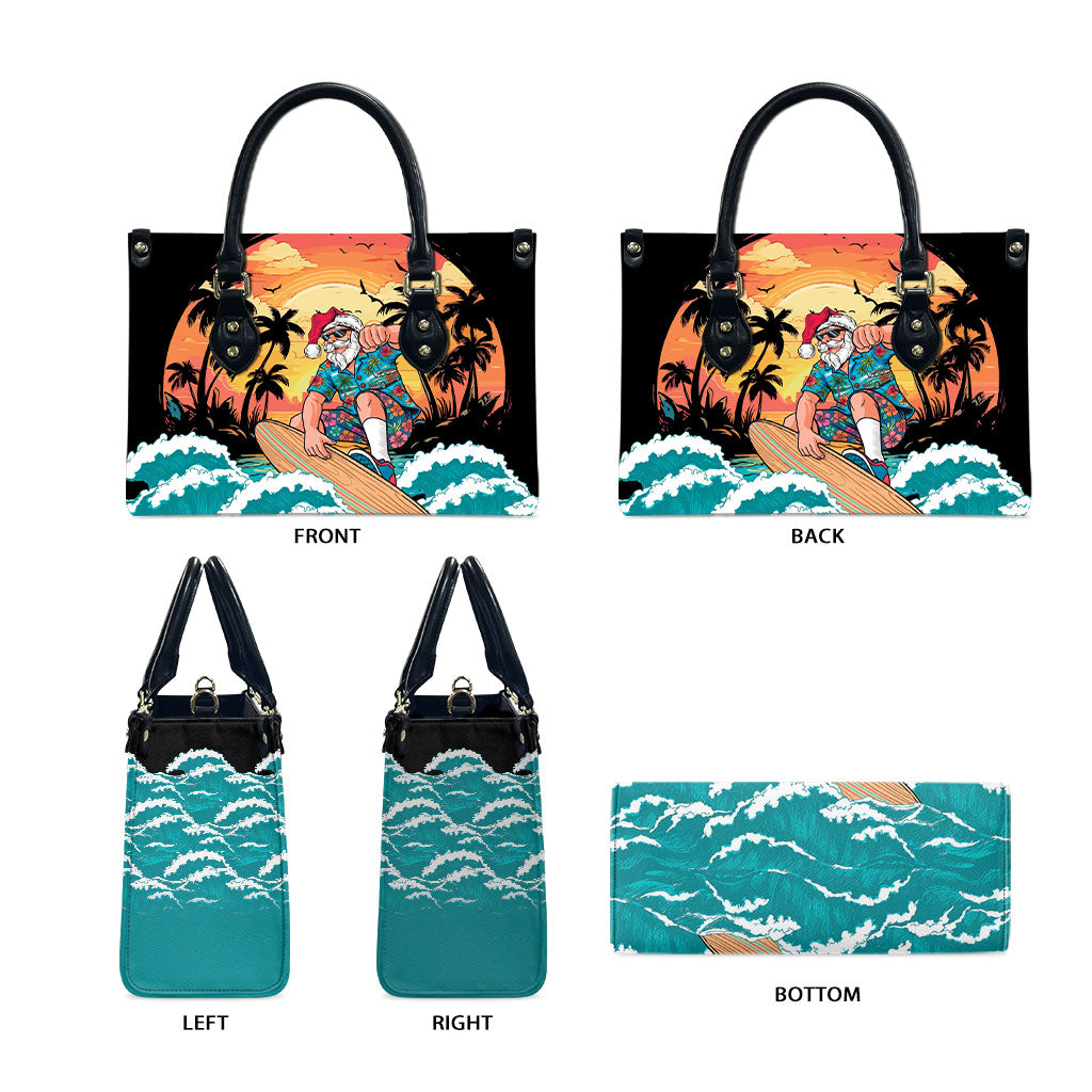 Vintage Santa Claus Surfing Summer Leather Bag Mele Kalikimaka i Iulai! LT9 - Polynesian Pride