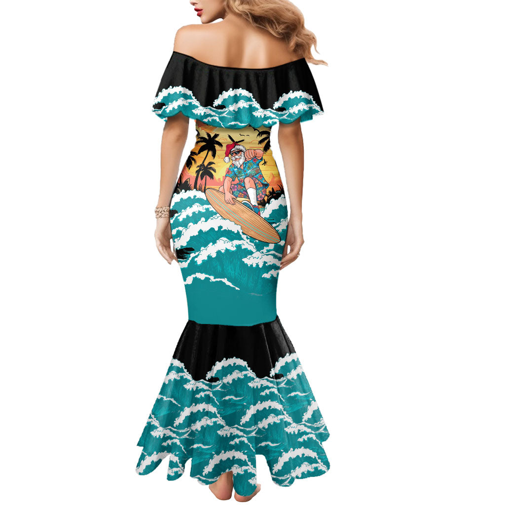 Vintage Santa Claus Surfing Summer Mermaid Dress Mele Kalikimaka i Iulai! LT9 - Polynesian Pride