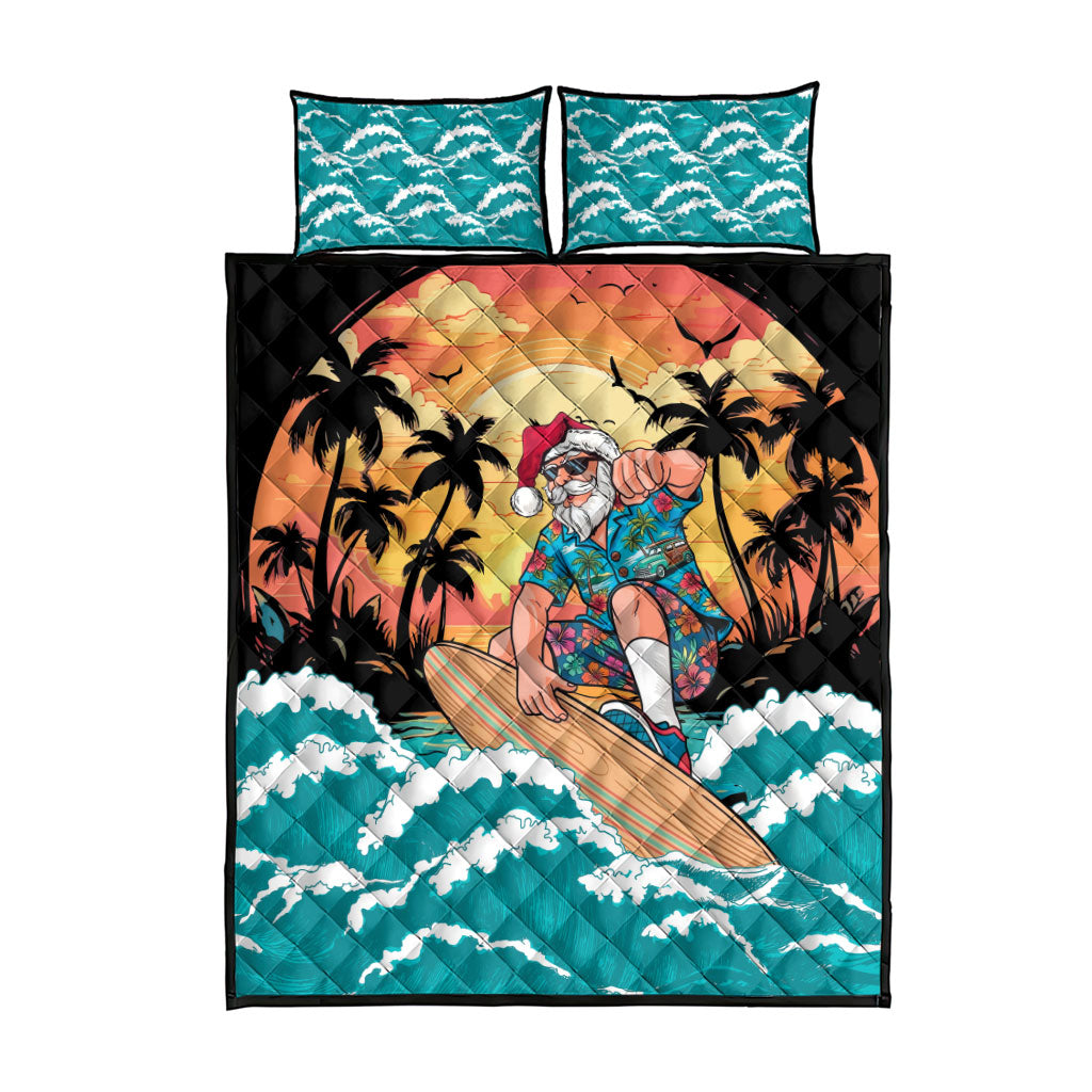 Vintage Santa Claus Surfing Summer Quilt Bed Set Mele Kalikimaka i Iulai! LT9 - Polynesian Pride