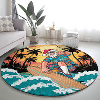 Vintage Santa Claus Surfing Summer Round Carpet Mele Kalikimaka i Iulai! LT9 - Polynesian Pride