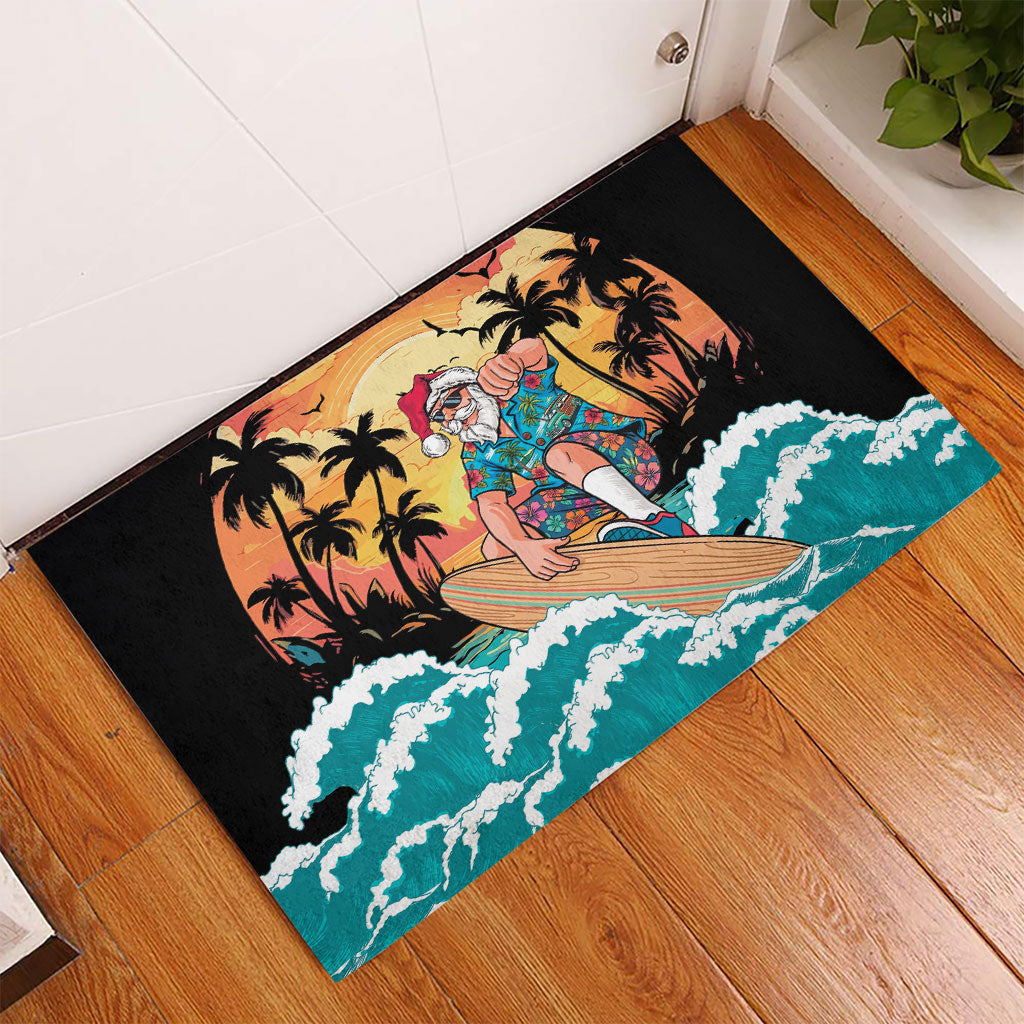 Vintage Santa Claus Surfing Summer Rubber Doormat Mele Kalikimaka i Iulai! LT9 - Polynesian Pride