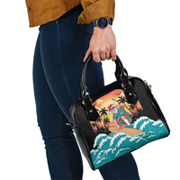 Vintage Santa Claus Surfing Summer Shoulder Handbag Mele Kalikimaka i Iulai! LT9 - Polynesian Pride