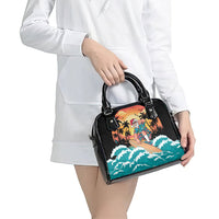 Vintage Santa Claus Surfing Summer Shoulder Handbag Mele Kalikimaka i Iulai! LT9 - Polynesian Pride