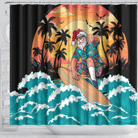 Vintage Santa Claus Surfing Summer Shower Curtain Mele Kalikimaka i Iulai! LT9 - Polynesian Pride