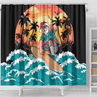 Vintage Santa Claus Surfing Summer Shower Curtain Mele Kalikimaka i Iulai! LT9 - Polynesian Pride