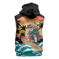Vintage Santa Claus Surfing Summer Sleeveless Zip Hoodie Mele Kalikimaka i Iulai! LT9 - Polynesian Pride