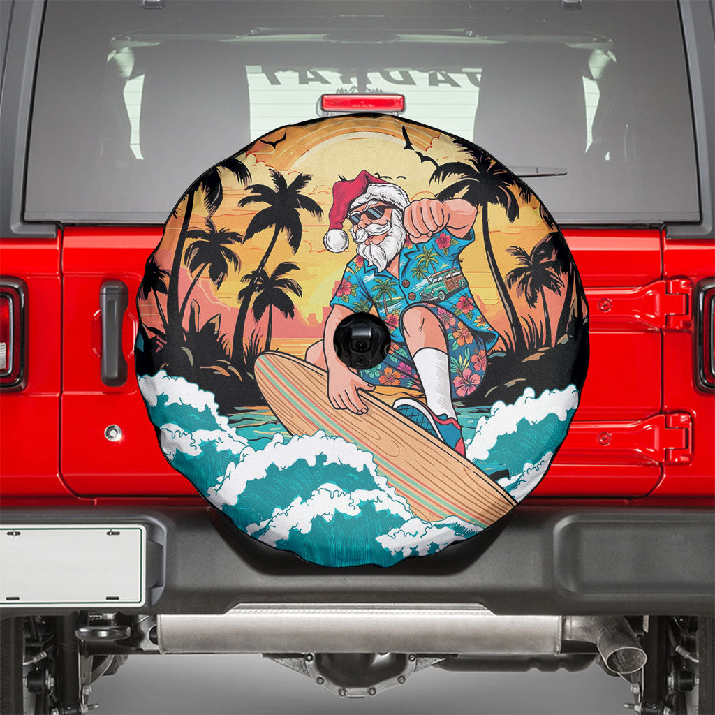 Vintage Santa Claus Surfing Summer Spare Tire Cover Mele Kalikimaka i Iulai! LT9 - Polynesian Pride