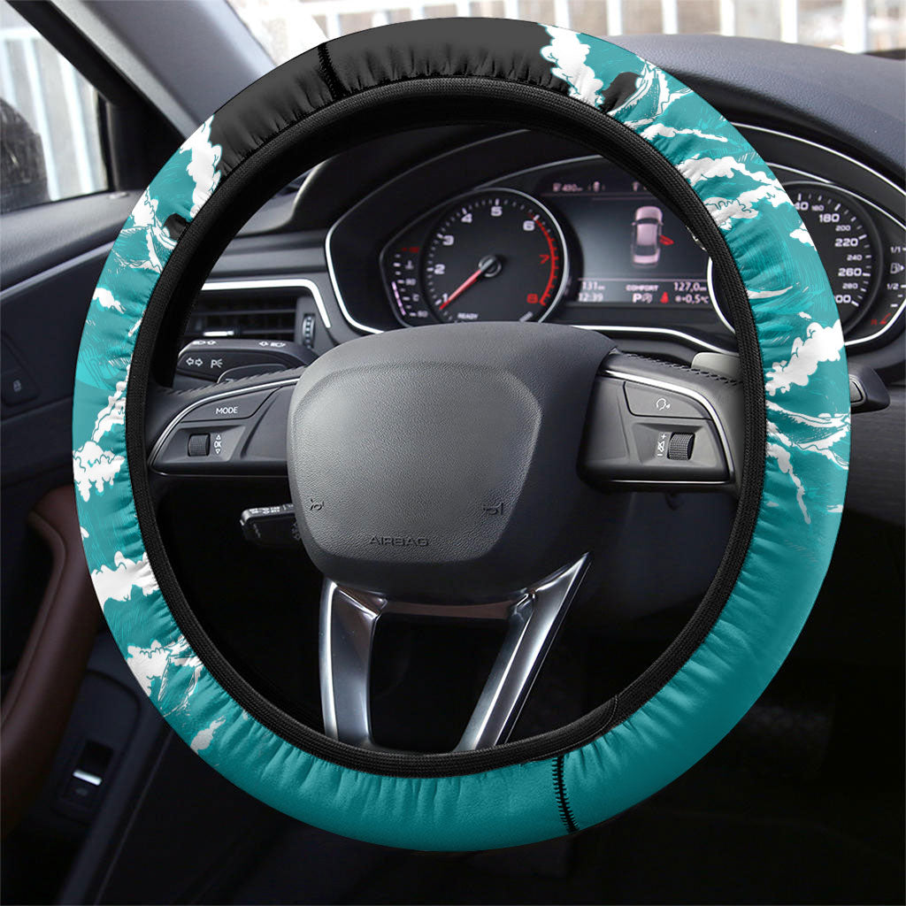Vintage Santa Claus Surfing Summer Steering Wheel Cover Mele Kalikimaka i Iulai! LT9 - Polynesian Pride