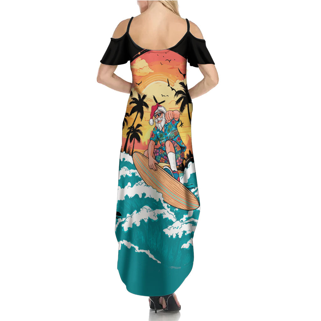 Vintage Santa Claus Surfing Summer Summer Maxi Dress Mele Kalikimaka i Iulai! LT9 - Polynesian Pride