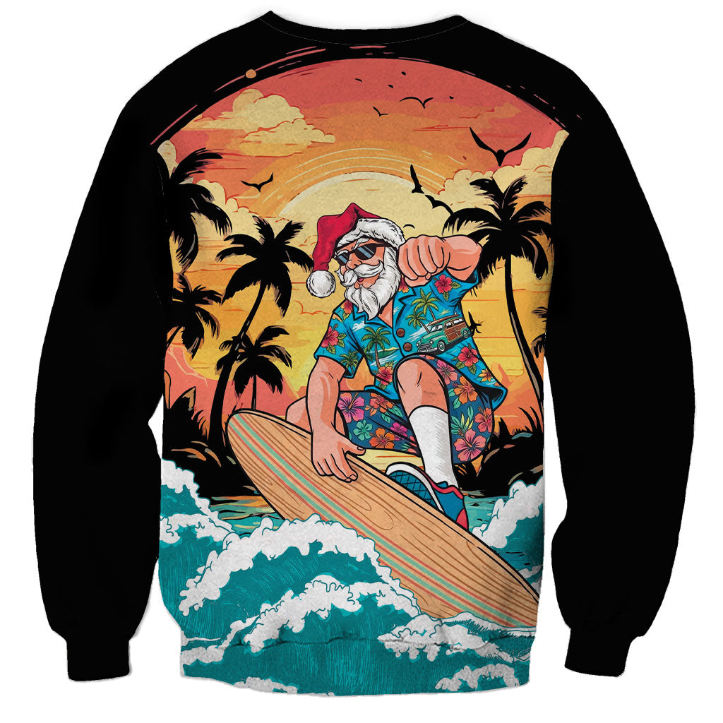 Vintage Santa Claus Surfing Summer Sweatshirt Mele Kalikimaka i Iulai! LT9 - Polynesian Pride