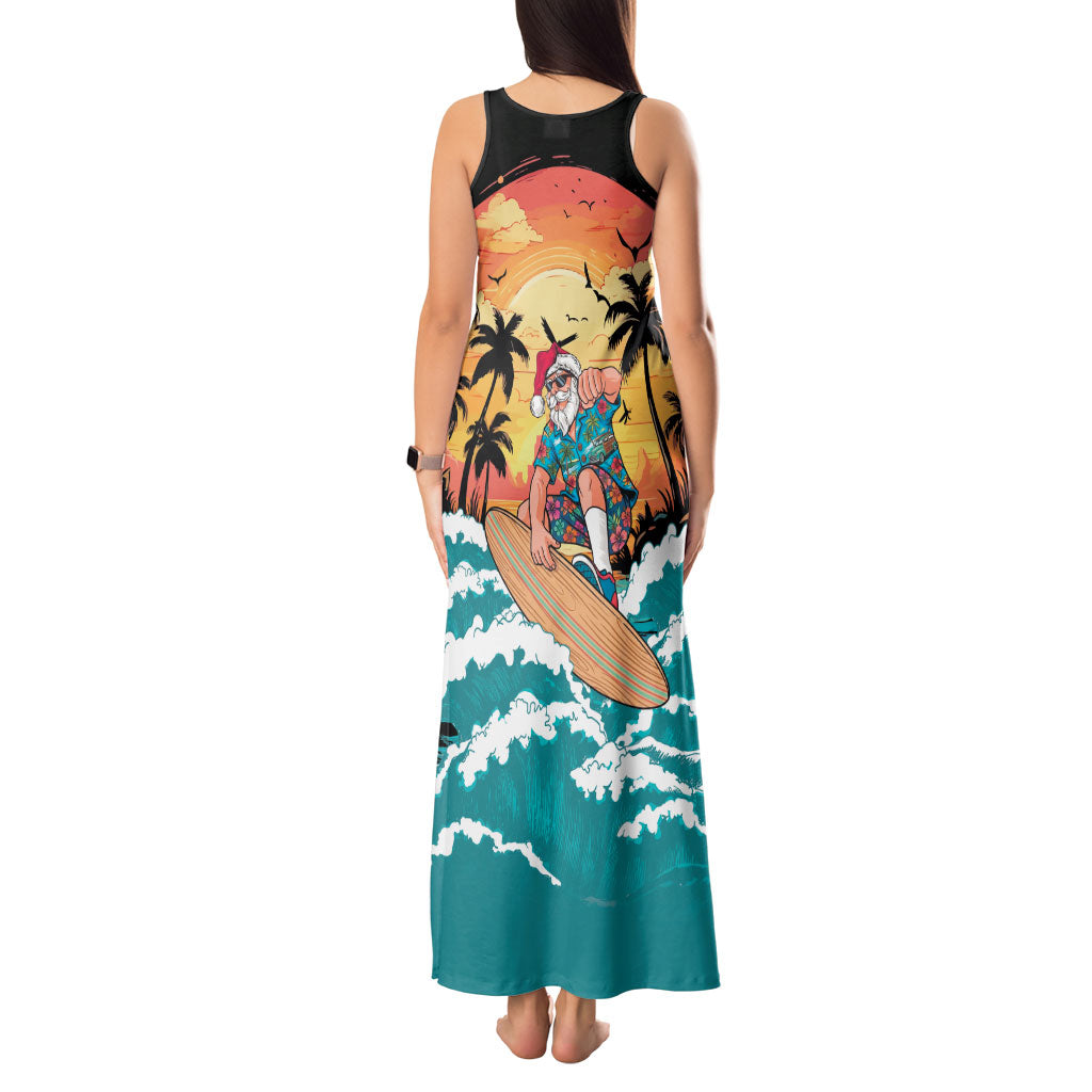 Vintage Santa Claus Surfing Summer Tank Maxi Dress Mele Kalikimaka i Iulai! LT9 - Polynesian Pride