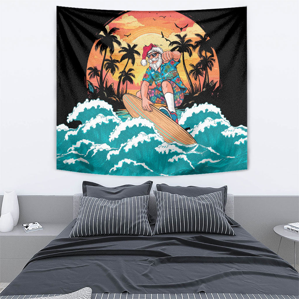 Vintage Santa Claus Surfing Summer Tapestry Mele Kalikimaka i Iulai! LT9 - Polynesian Pride