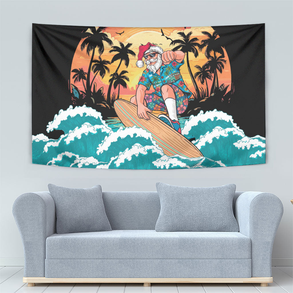 Vintage Santa Claus Surfing Summer Tapestry Mele Kalikimaka i Iulai! LT9 - Polynesian Pride