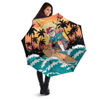 Vintage Santa Claus Surfing Summer Umbrella Mele Kalikimaka i Iulai! LT9 - Polynesian Pride