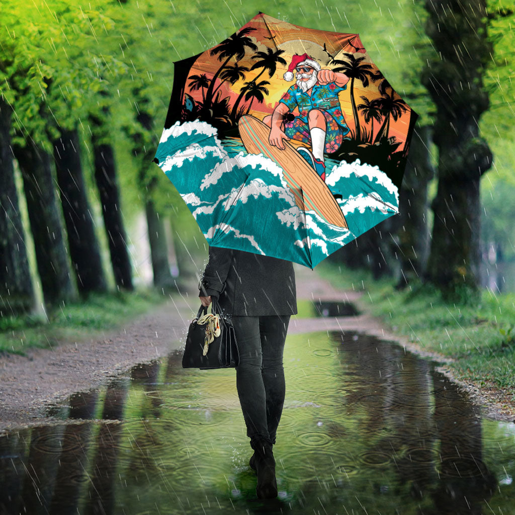 Vintage Santa Claus Surfing Summer Umbrella Mele Kalikimaka i Iulai! LT9 - Polynesian Pride
