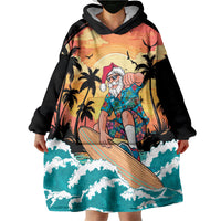 Vintage Santa Claus Surfing Summer Wearable Blanket Hoodie Mele Kalikimaka i Iulai! LT9 - Polynesian Pride