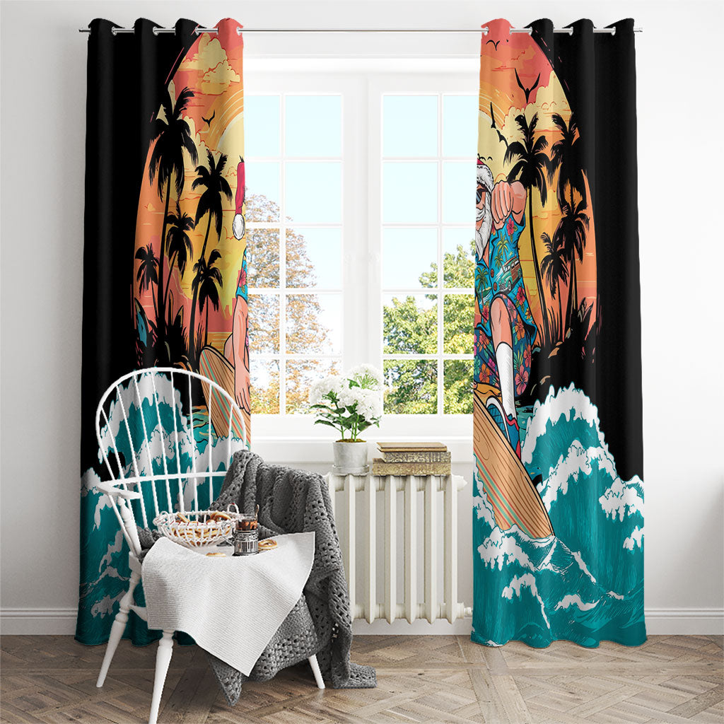 Vintage Santa Claus Surfing Summer Window Curtain Mele Kalikimaka i Iulai! LT9 - Polynesian Pride