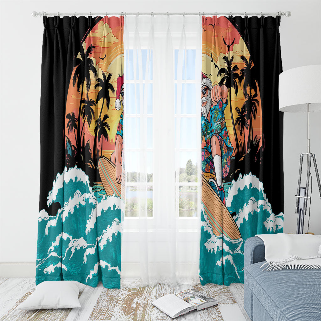 Vintage Santa Claus Surfing Summer Window Curtain Mele Kalikimaka i Iulai! LT9 - Polynesian Pride