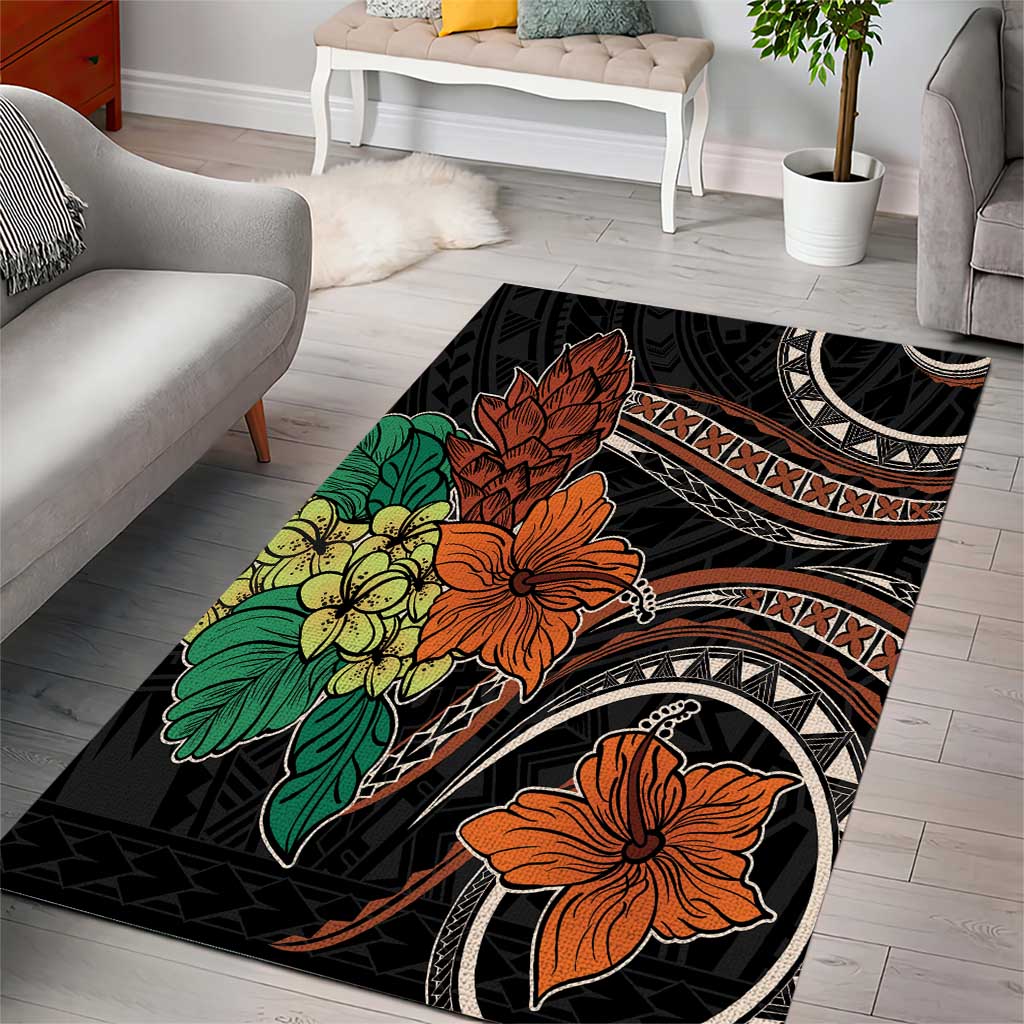 Vintage Hibiscus Pacific Floral Area Rug