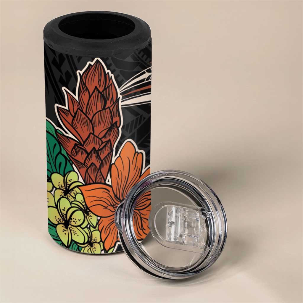 Vintage Hibiscus Pacific Floral 4 in 1 Can Cooler Tumbler