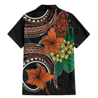 Vintage Hibiscus Pacific Floral Family Matching Mermaid Dress and Hawaiian Shirt