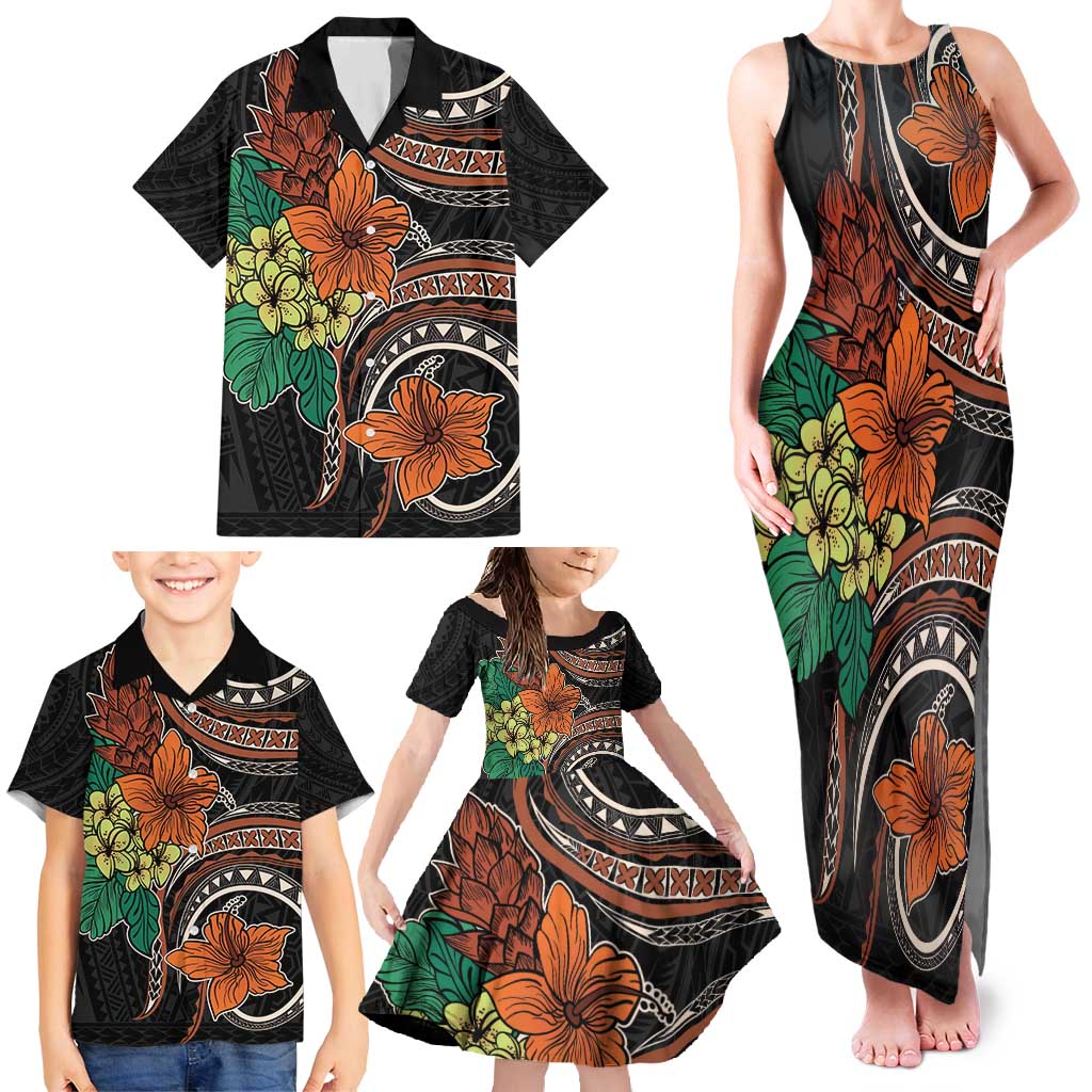 Vintage Hibiscus Pacific Floral Family Matching Tank Maxi Dress and Hawaiian Shirt LT9 - Polynesian Pride