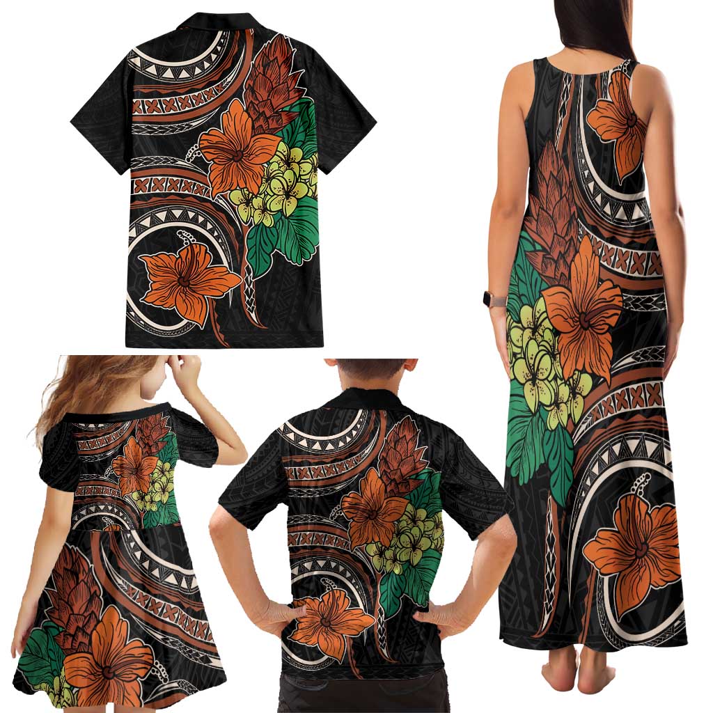 Vintage Hibiscus Pacific Floral Family Matching Tank Maxi Dress and Hawaiian Shirt LT9 - Polynesian Pride