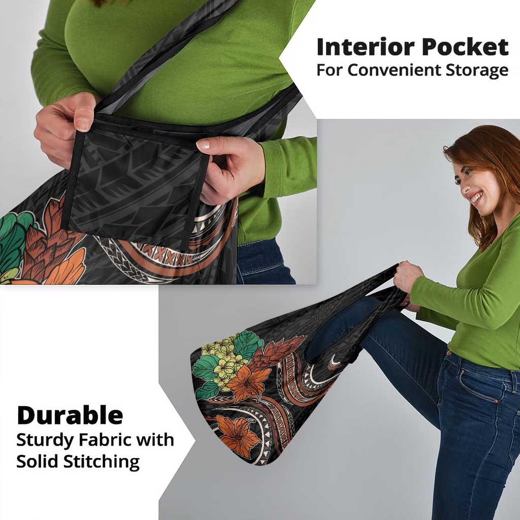 Vintage Hibiscus Pacific Floral Grocery Bag